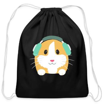 Cute Cavy Gift Dj Guinea Pig - Cotton Drawstring Bag - black - Front