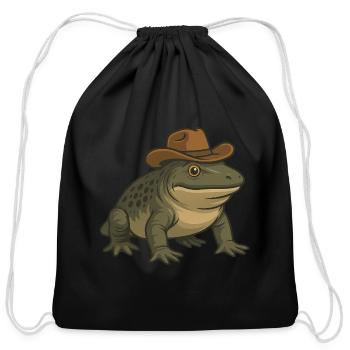 Prehistoric amphibian cartoon Texas evolution rept - Cotton Drawstring Bag - black - Front