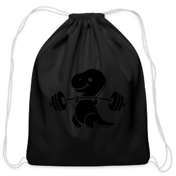 T-Rex with Dumbbell Workout - Cotton Drawstring Bag - black - Front