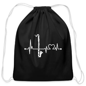 Bass Clarinet Heartbeat Funny Love For Music Orche - Cotton Drawstring Bag - black - Front