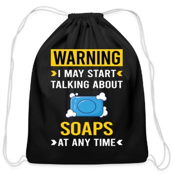 Warning Soap Soaps - Cotton Drawstring Bag - black - Front
