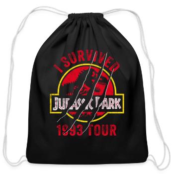 Jurassic Park Scratched Logo I Survived 1993 Tour - Cotton Drawstring Bag - black - Front