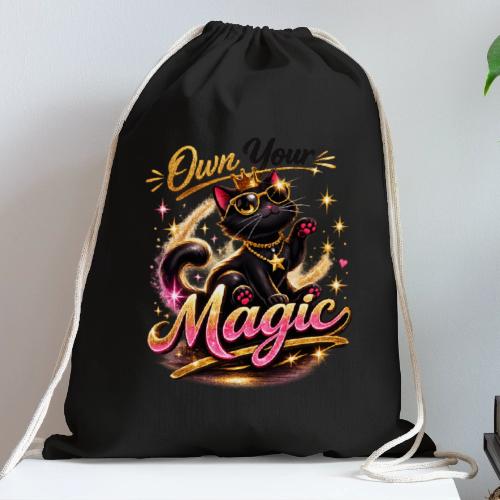 Own Your Magic – Glam Black Cat - Cotton Drawstring Bag