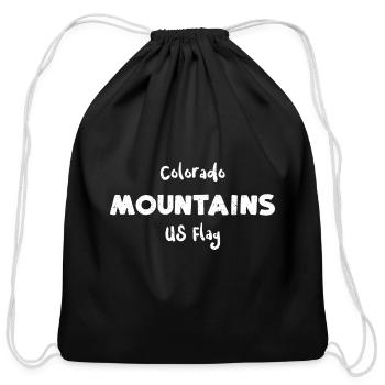 Colorado Mountains US Flag - Cotton Drawstring Bag - black - Front