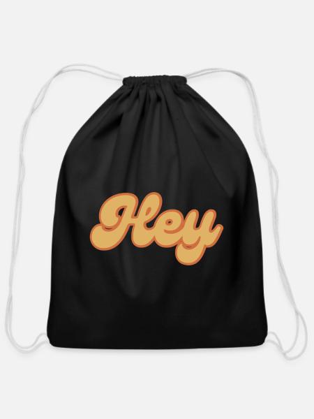 Hey - Cotton Drawstring Bag - black