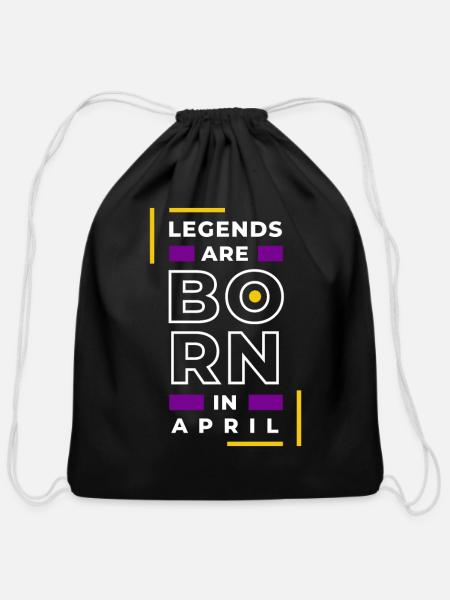 LEGEND ARE BORN IN APRIL - Cotton Drawstring Bag - black