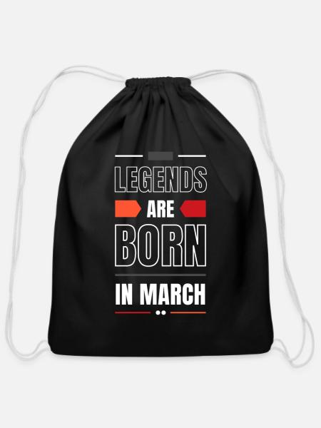 LEGENDS ARE BORN IN MARCH - Cotton Drawstring Bag - black