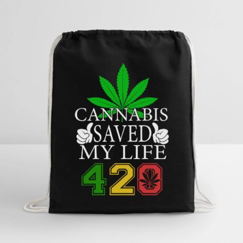 Joyous 420 Saving Herb Weed Marijuana Design - Cotton Drawstring Bag