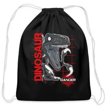 Prehistoric Predator – Velociraptor in Action - Cotton Drawstring Bag - black - Front