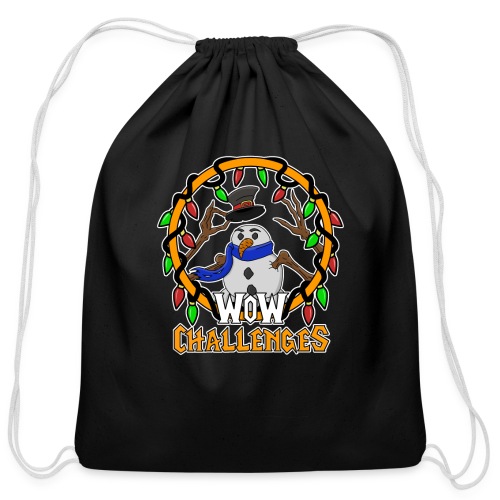 WoW Challenges Holiday Snowman WHITE - Cotton Drawstring Bag