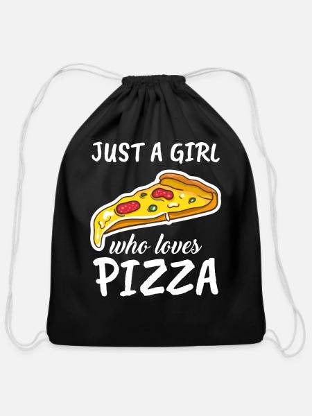 Just A Girl Who Loves Pizza - Cotton Drawstring Bag - black