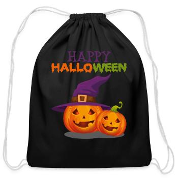 Witch Jack O Lantern - Cotton Drawstring Bag - black - Front