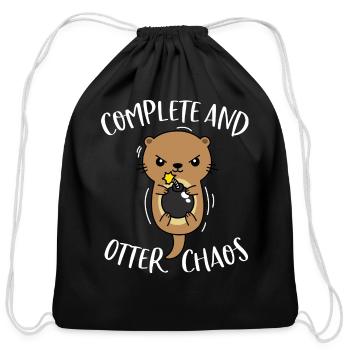 Complete And Otter Chaos Funny Cute Sea Otter Pun - Cotton Drawstring Bag - black - Front