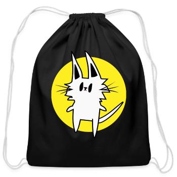 Funny Teleportation Cat - Cotton Drawstring Bag - black - Front