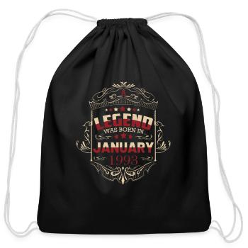 A legend was born in January 1993 - Cotton Drawstring Bag - black - Front