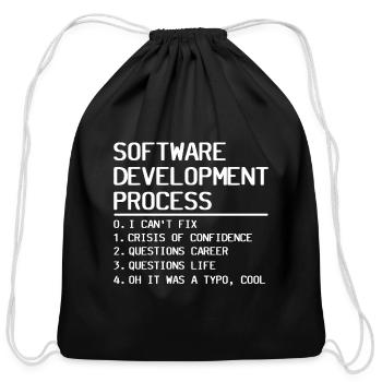 Software Development Process - Cotton Drawstring Bag - black - Front