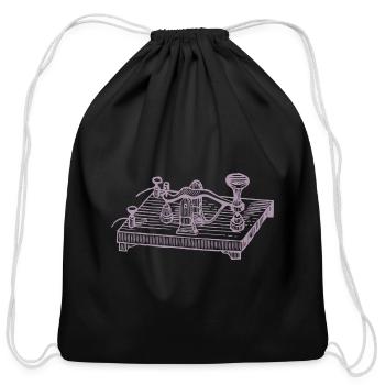 Vintage Morse Code Device, Retro Communication - Cotton Drawstring Bag - black - Front