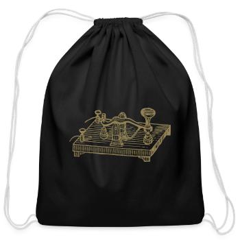 Vintage Morse Code Device, Retro Communication - Cotton Drawstring Bag - black - Front