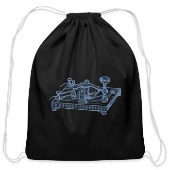 Vintage Morse Code Device, Retro Communication - Cotton Drawstring Bag - black - Front