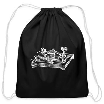 Vintage Morse Code Device, Retro Communication - Cotton Drawstring Bag - black - Front