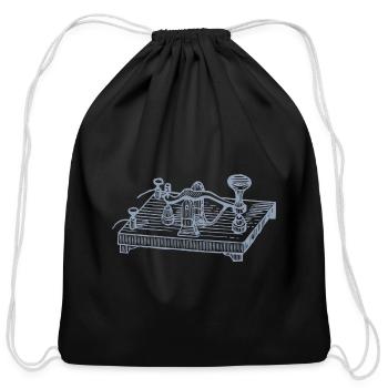 Vintage Morse Code Device, Retro Communication - Cotton Drawstring Bag - black - Front