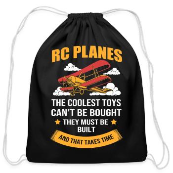 RC Plane Remote Control Airplane - Cotton Drawstring Bag - black - Front