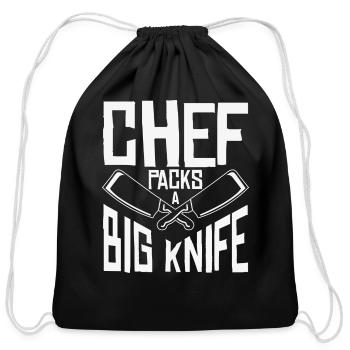 Chef Big Knife Slicing Cooking Meals - Cotton Drawstring Bag - black - Front