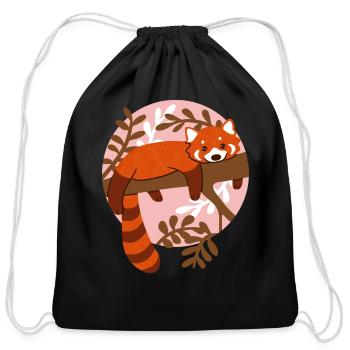 Red Panda - Cotton Drawstring Bag - black - Front