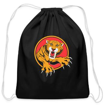 Prehistoric Smilodon Sabertooth Tiger - Cotton Drawstring Bag - black - Front