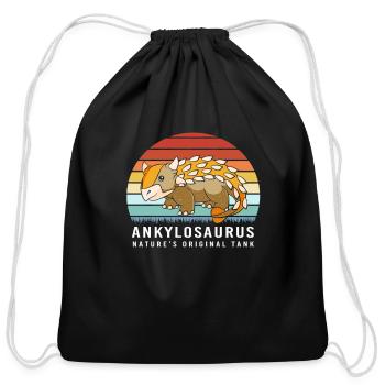 Ankylosaurus Dino Prehistoric Dinosaur - Cotton Drawstring Bag - black - Front