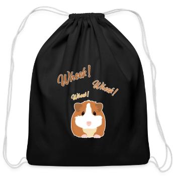 Wheek Cavy Caviidae Long Hair American Crested - Cotton Drawstring Bag - black - Front