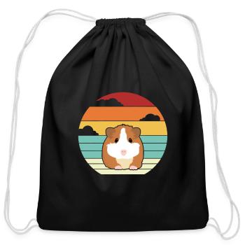 Retro American Crested Cavy Caviidae Long Hair - Cotton Drawstring Bag - black - Front