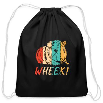 Retro American Crested Cavy Caviidae Long Hair - Cotton Drawstring Bag - black - Front