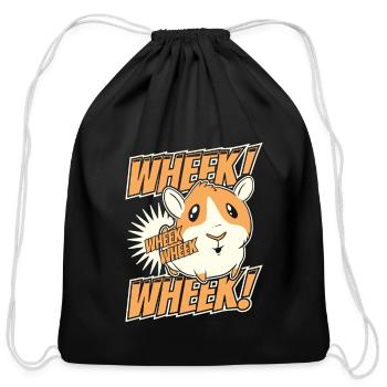 Wheek Long Hair American Crested Cavy Caviidae - Cotton Drawstring Bag - black - Front