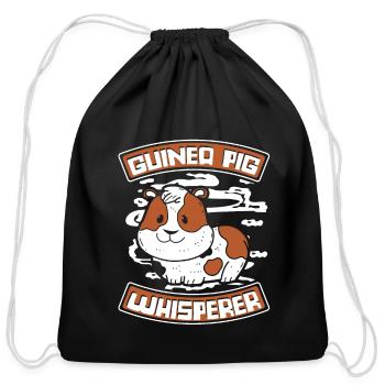 Guinea Pig Whisperer Cavy Caviidae Long Hair - Cotton Drawstring Bag - black - Front