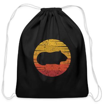 Retro Guinea Pigs American Crested Cavy Caviidae - Cotton Drawstring Bag - black - Front