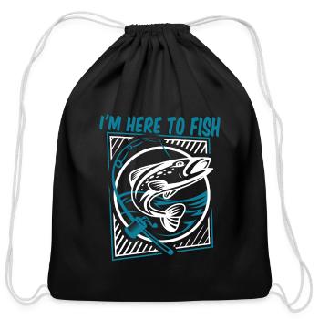 I'm Here To Fish Boat Ice Fisherman Deep Sea Fly - Cotton Drawstring Bag - black - Front