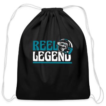 Reel Legend Deep Sea Boat Ice Fisherman Fly - Cotton Drawstring Bag - black - Front