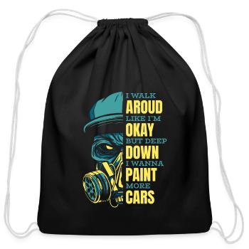 Deep Down I Wanna Paint More Cars Automotive Car - Cotton Drawstring Bag - black - Front