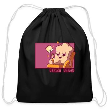 Bread Baking Doodle Chinese Hanzi Bread Dough - Cotton Drawstring Bag - black - Front