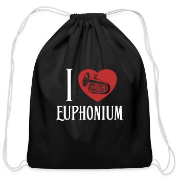 I love Euphonium Instrument Euphonist - Cotton Drawstring Bag - black - Front