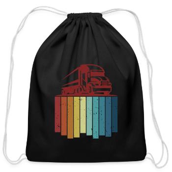 Retro Trucker Legends Truckie Lover Truck Driver - Cotton Drawstring Bag - black - Front
