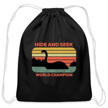 Hide Seek Champion Nessie Loch Ness Cryptid - Cotton Drawstring Bag - black - Front