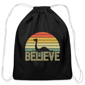 Believe Nessie Loch Ness Cryptid Retro Vintage - Cotton Drawstring Bag - black - Front
