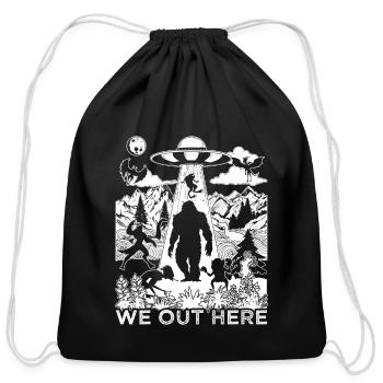 We Out Here Folk Creatures Monster America - Cotton Drawstring Bag - black - Front