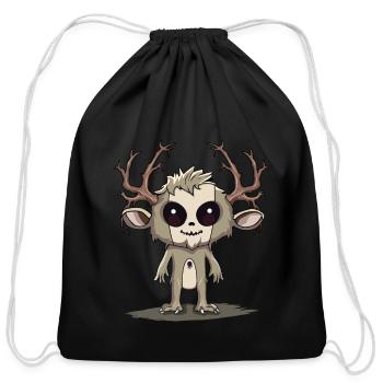 Cute Kawaii Wendigo Cryptid Monster - Cotton Drawstring Bag - black - Front