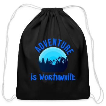 adventure is worthwhile for risk excitement lovers - Cotton Drawstring Bag - black - Front