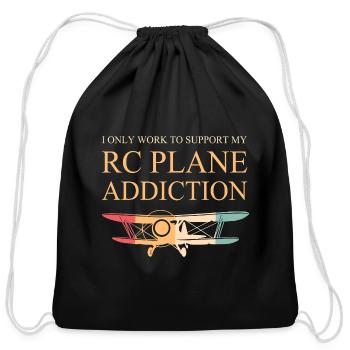 RC Plane Pilot Aircraft Model Plane - Cotton Drawstring Bag - black - Front