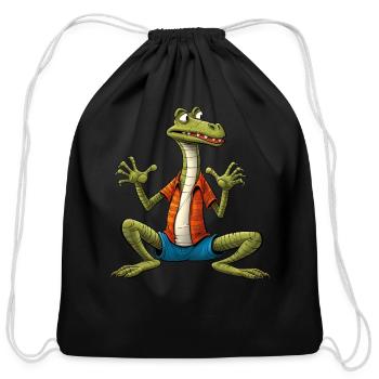 Lizard Yogi - Cotton Drawstring Bag - black - Front