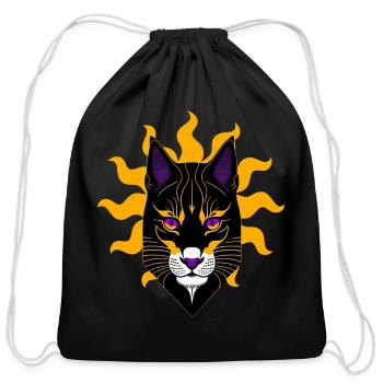 Cat Face Shirt, Cat Lover Shirt,cat lover shirt, - Cotton Drawstring Bag - black - Front